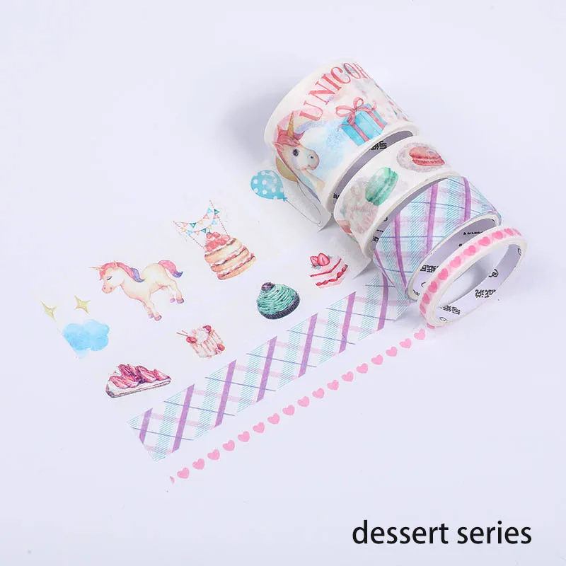 dessert series 4 rolls / set of cartoon style tapes masking tape decoration stickers diary stationery paper labels school supplies - Цвет: dessert series