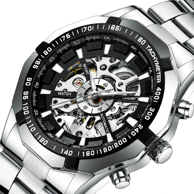 Man Mechanical Watch Skeleton Dial Tourbillon Men's Automatic Self Wind Male Clock Military Waterproof Watches for Men | Наручные