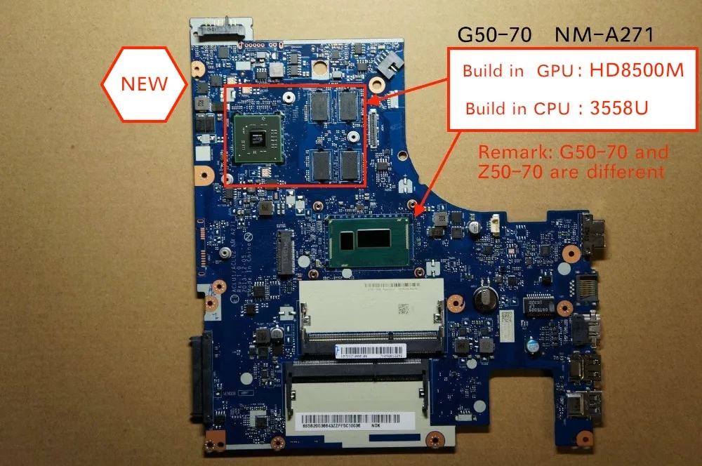 Новая материнская плата для ноутбука lenovo G50-70 ACLU1 ACLU2 NM-A271 с процессором 3558 HD8500M 2 Гб