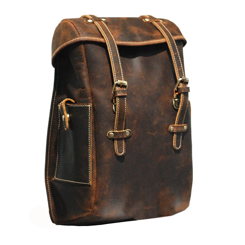 2018 Newest Men vintage crazy horse leather backpack Unisex cow Laptop rucksack Women Thick real school bag Cool | Багаж и сумки