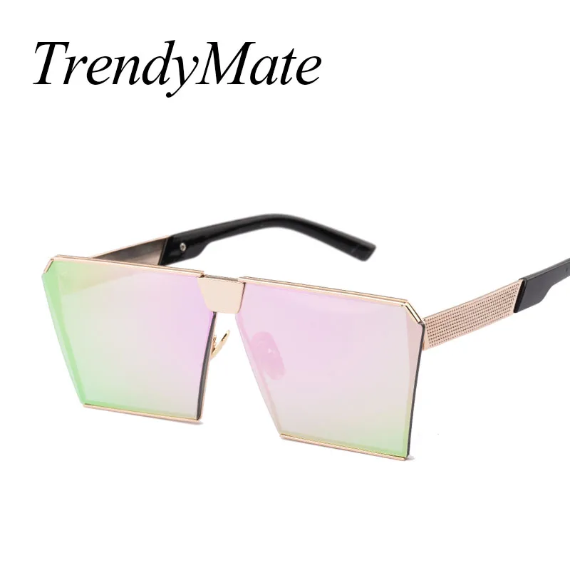 Солнцезащитные очки TrendyMate Квадратные Зеркальные в стиле хип-хоп розовое золото