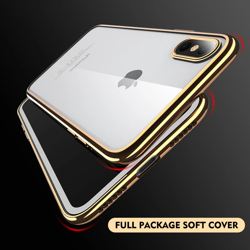 UPaitou Luxury Plating Crystal Transparent Soft TPU Case for Apple iPhone X Clear Silicone Cases 10 Ten Back Cover |