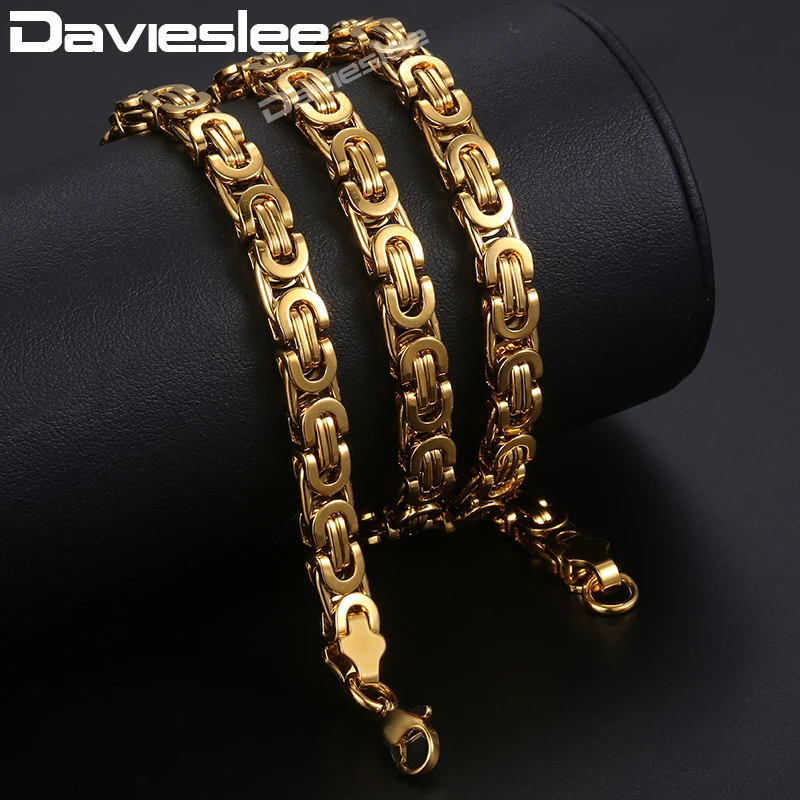 

7mm Mens Necklaces Dropshipping Wholesale Fashion Jewelry Stainless Steel Byzantine Chain Necklace for Men Gift Jewelry LKN189