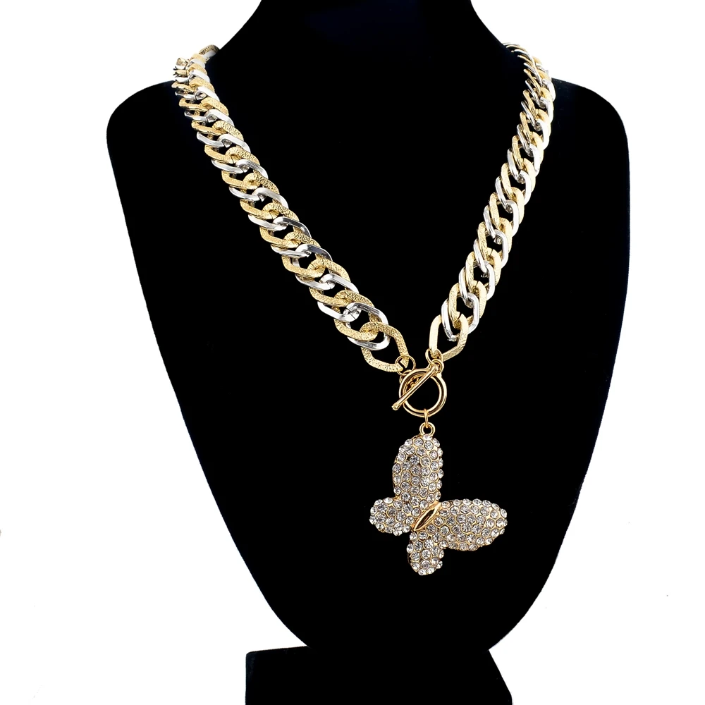 Женское винтажное ожерелье с подвеской-бабочкой LongWay золотое длинной цепочкой