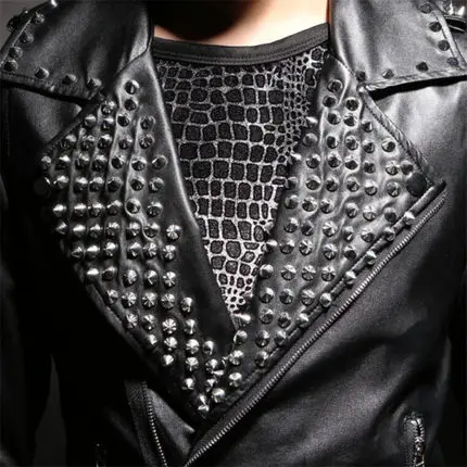 

2017 black rivet oblique zipper turn-down collar leather clothing male motorcycle vest outerwear trend