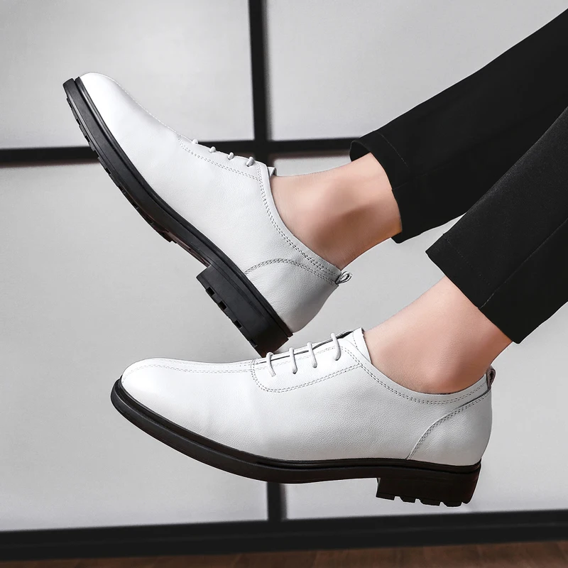 New Casual Leather Shoes Men Zapatos De Hombre Lace-Up Soft Genuine 3 Color Business Big Size 47 | Обувь