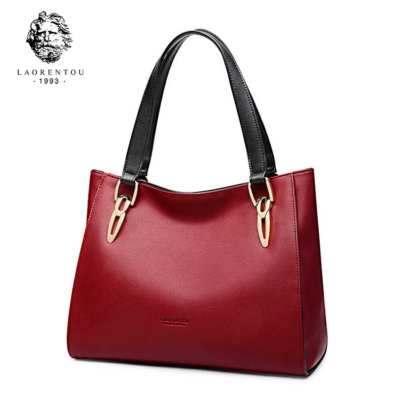 

LAORENTOU Brand Fashion Shoulder Bag Split Leather Women High Quality Handbag Simple Cossbady Bag For Lady Larger Capacity Totes