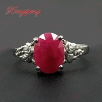 18 k white gold with natural ruby ring female fine jewelry contracted joker money red