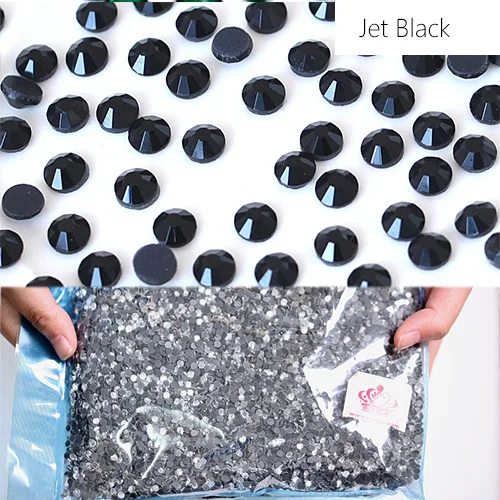 jet SS6-SS20 4 Sizes Large Quantity DMC Hot Fix Rhinestones Wholesale Colorful Flatback Round Hotfix Strass for Garments Dress B1124 - Цвет: jet
