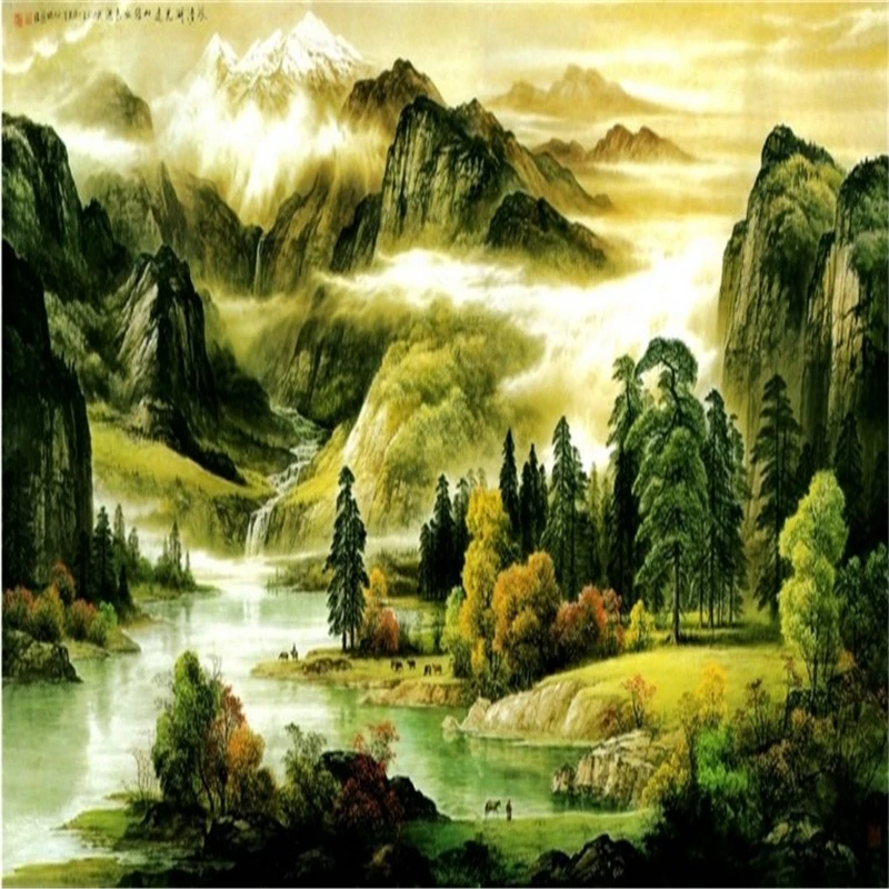 beibehang Large - scale custom wallpaper Chinese painting landscape hotel club furniture TV decorative background wall paintings |