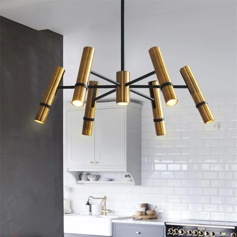 

Modern Postmodern Chandelier Lighting Nordic Designer Golden Steam Tube Lustre Suspension Lamp for Living Room Bedroom LED Light
