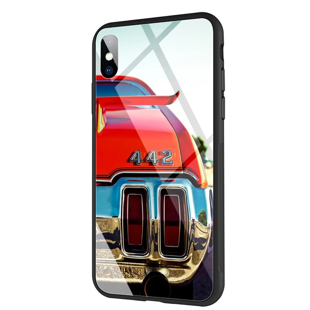 Классический чехол Lavaza из закаленного стекла с задними фонарями MUSTANG для iPhone XS Max