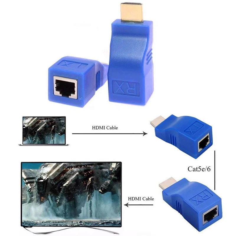 Baolyda HDMI удлинитель 30 м Сетевой передатчик и приемник адаптер V1.4 RJ45 CAT5E CAT6 Ethernet LAN