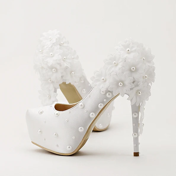 Белый Новое прибытие невесты свадебная обувь круглого toe одного туфли на