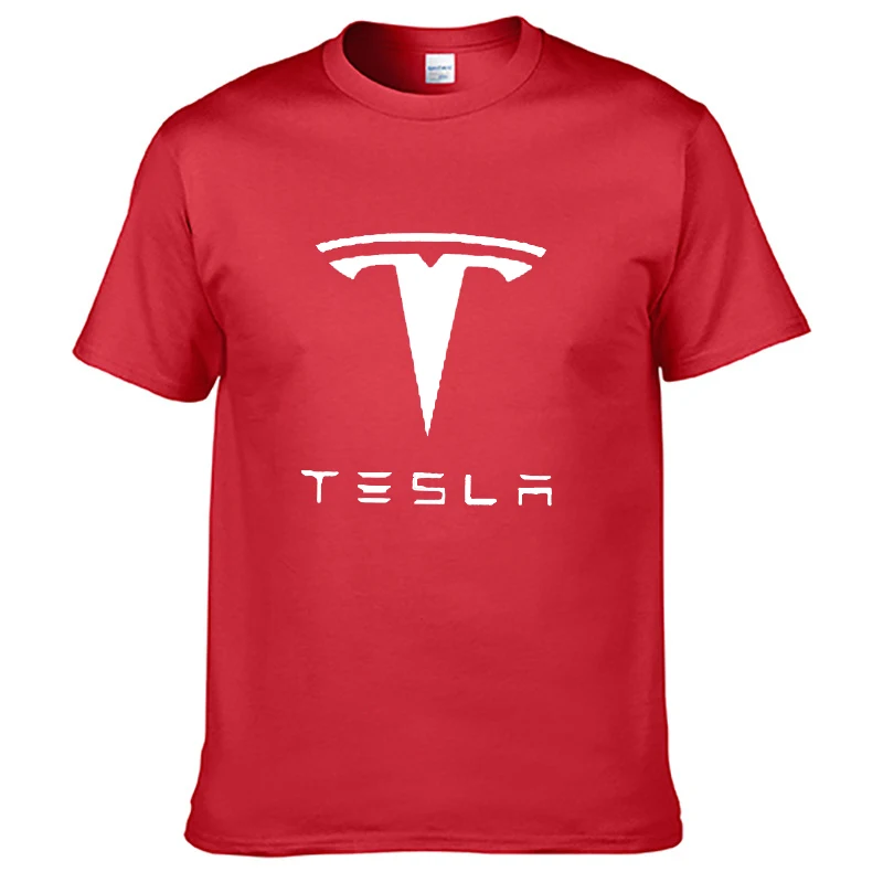 Мужская футболка с коротким рукавом и логотипом Tesla Car, летняя повседневная мужская однотонная хлопковая футболка, модная мужская одежда в стиле хип-хоп Harajuku