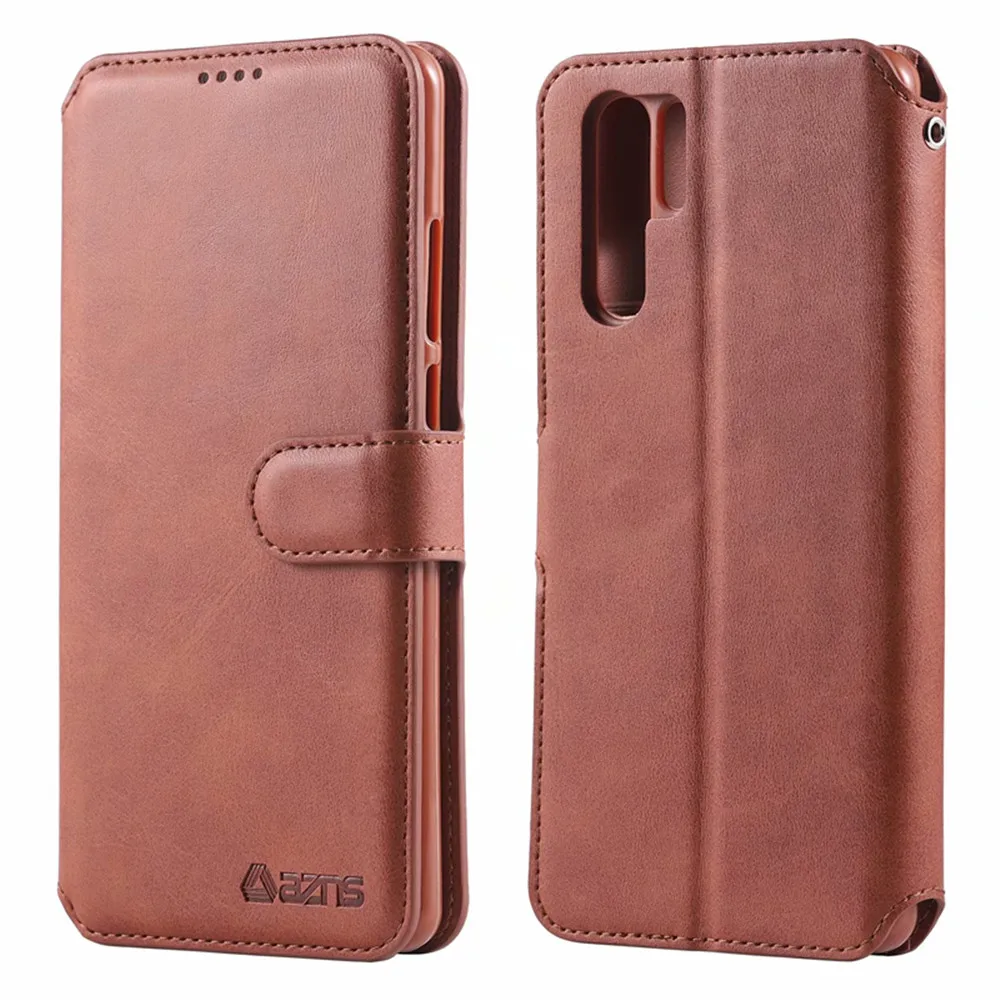 AZNS Genuine Cowhide Leather flip case for Huawei P30 P20 Mate 20 Pro Lite Luxury wallet bag cover with Card slot Magnetic clasp | Мобильные