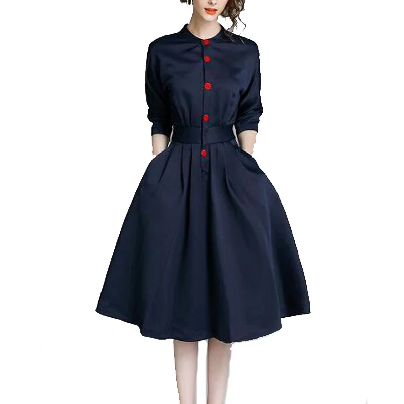 

Summer Women Dress New 2020 OL Shirt OL Long Section Waist Slim Thin Temperament Dresses DR1038