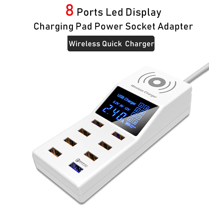Беспроводное зарядное устройство Qi быстрая зарядка 3 0 умное USB со светодиодным