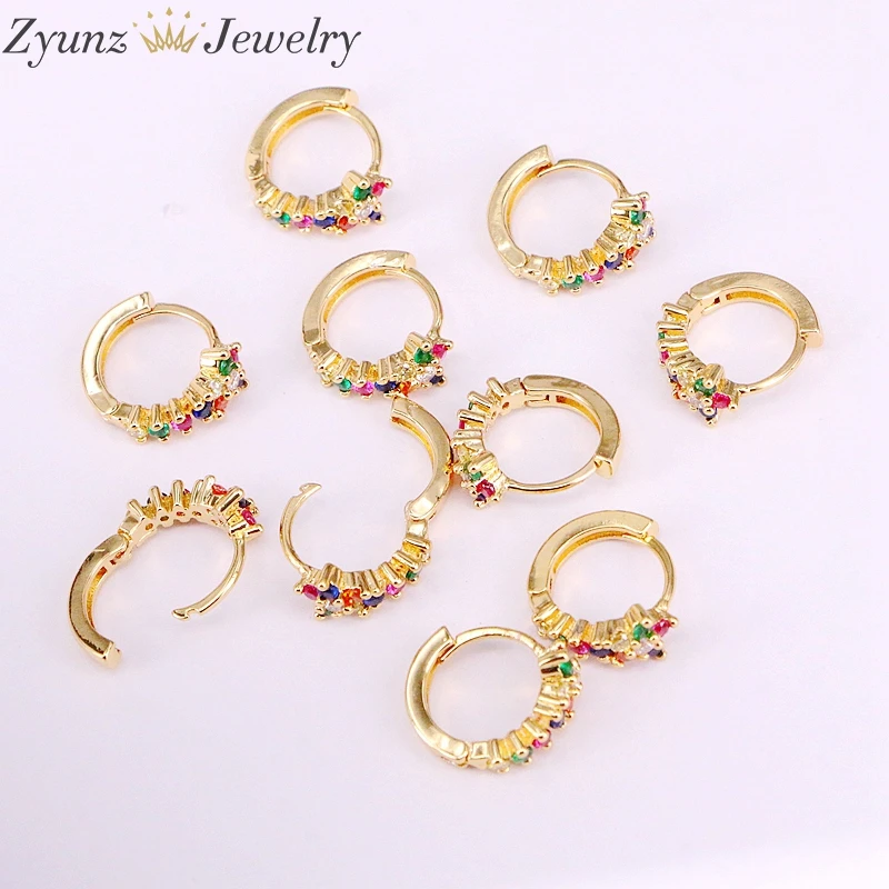 10 пар золотые серьги кольца с кристаллами|Серьги-кольца| |