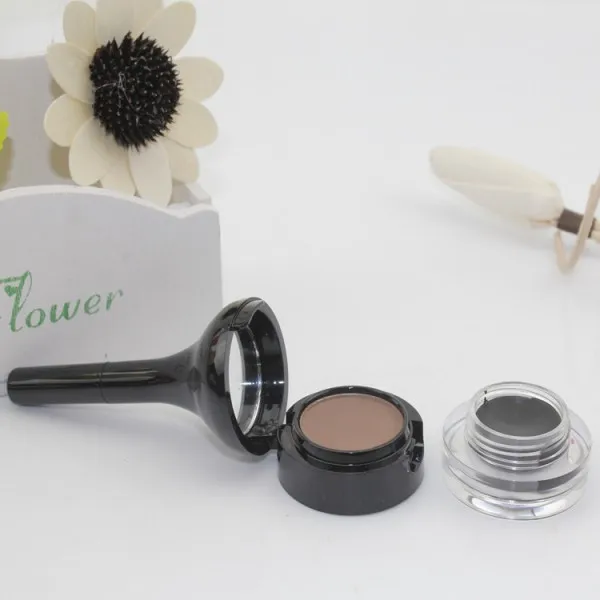 Водостойкий набор пудры для бровей и черного геля подводки глаз с кисточкой|eyeliner