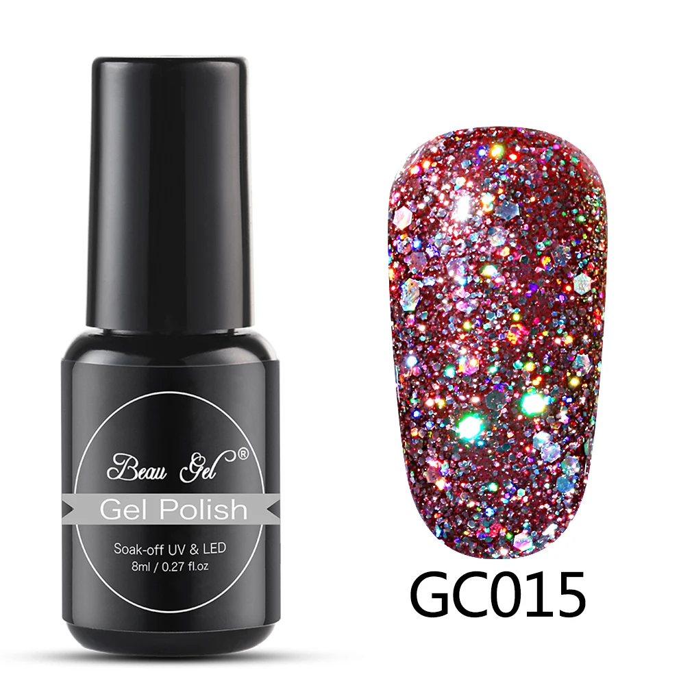 GC015 Beau гель 8 мл Bling Блестящий Гель-лак для ногтей замачиваемый УФ светодиодный блестящий гель с блестками маникюрный лак Полупостоянный Алмазный Гель-лак - Цвет: GC015