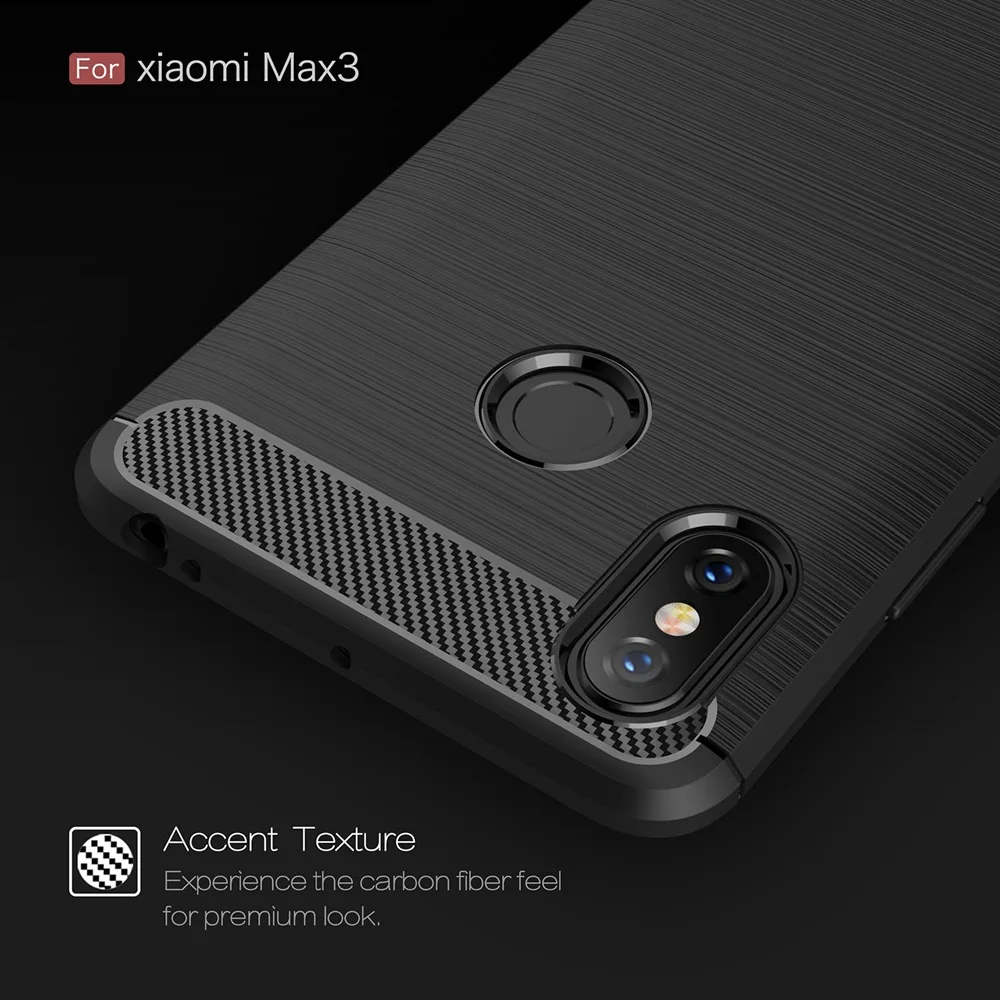 Чехол для телефона Xiaomi Mi Max 3 из углеродного волокна Мягкий ТПУ силиконовый