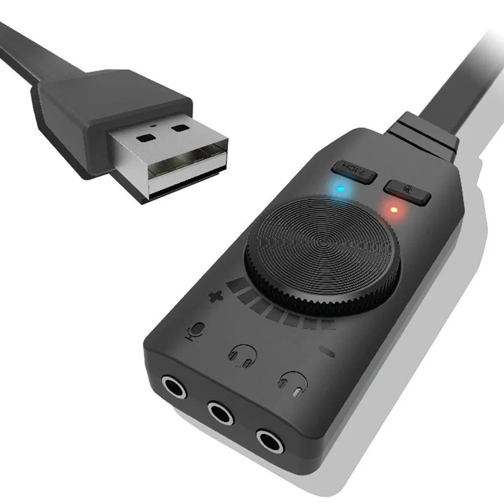 GS3 Виртуальная 7,1 канальная внешняя звуковая карта USB адаптер конвертер черный стерео аудио 3,5 мм гарнитура для ПК настольный ноутбук