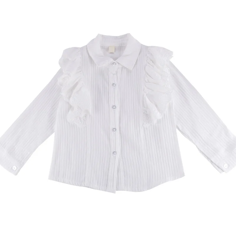 Рубашка для маленьких девочек брендовая детская одежда из хлопка белые блузки