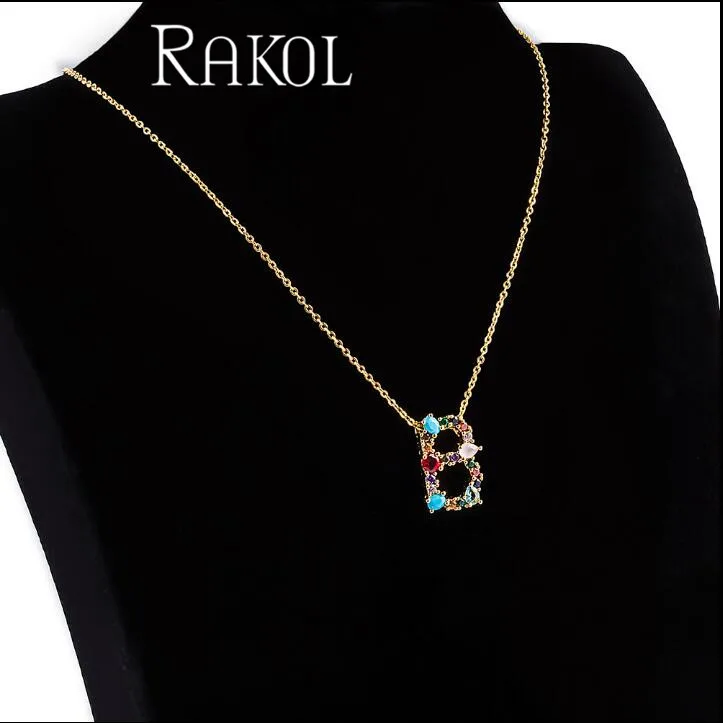 RAKOL 2019 Новая мода цвет циркон 26 букв Алфавит фамилия ожерелье Женская пара