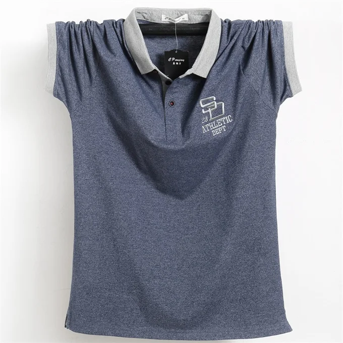 5051 Dark Blue Большие размеры 4XL 5XL 6XL 95% хлопок Corlorful Henry Collor Повседневная рубашка поло с коротким рукавом Мужская теннисная рубашка подходит для полных парней синий серый - Цвет: 5051 Dark Blue