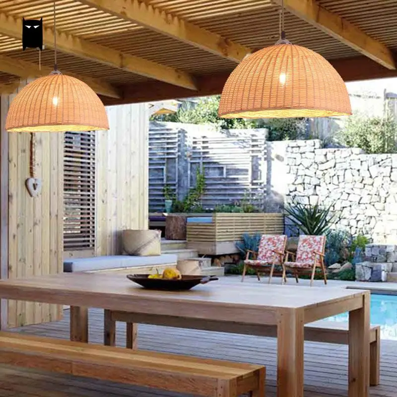 Дизайнерский бамбуковый Плетеный подвесной светильник из ротанга с различными