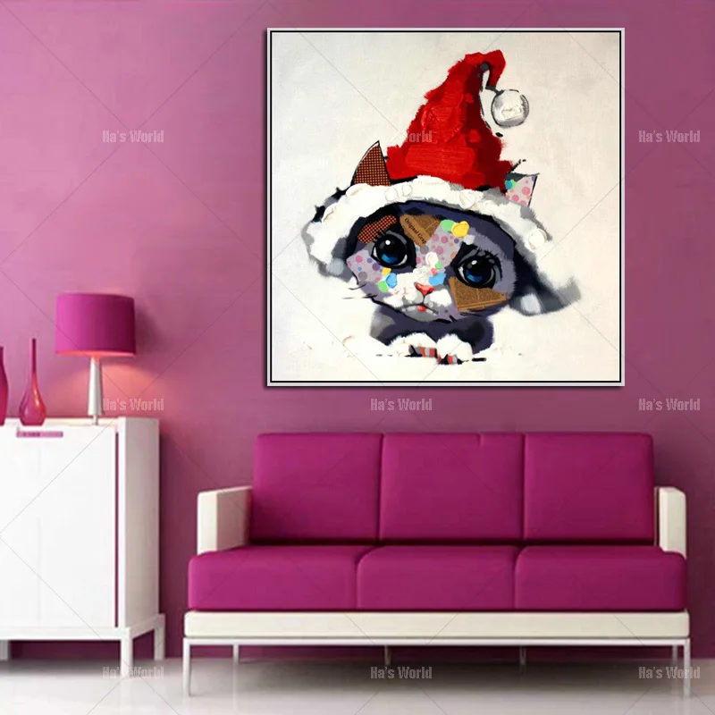 Бесплатная доставка Современное украшение с изображением кошки ручная роспись