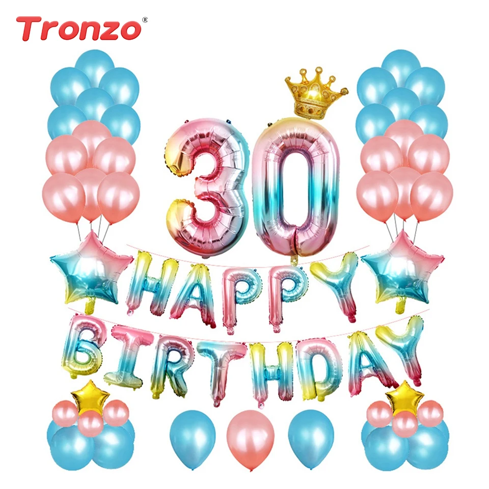 Tronzo 30th 50th 60th с днем рождения фотографический шар 32-дюймовая фольга радужная