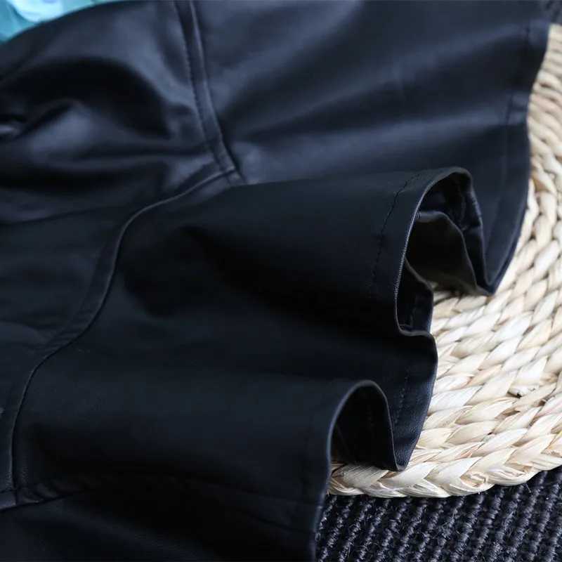 Юбка из ПУ кожи для маленьких девочек модная короткая юбка с эластичным поясом