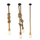 Люстра из пеньковой веревки в стиле лофт, освещение для магазина одежды, ресторана, винтажная креативная индивидуальная промышленная лампа