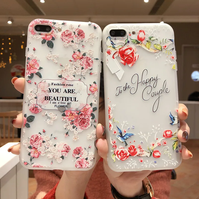 Прозрачный силиконовый чехол для телефона XCZJ с цветами iPhone 7 8 Plus XS Max XR розовые