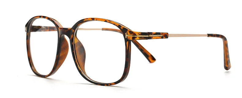 leopard Квадратные очки TF для мужчин, металлическая оправа, Брендовые очки для женщин, Брендовые очки, большие очки, женские прозрачные стекла, винтажные очки - Цвет оправы: leopard