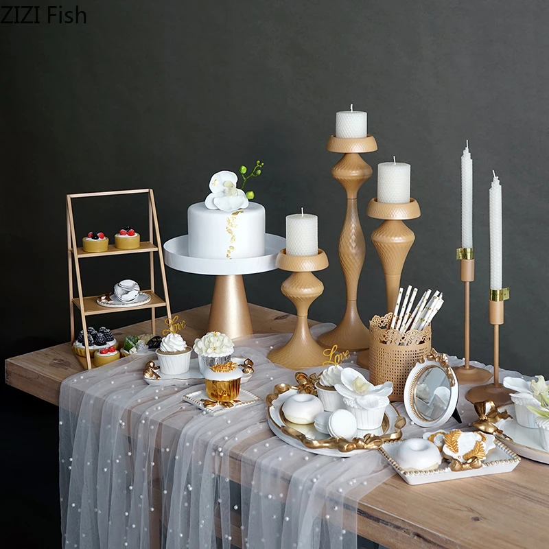 Металлические подставки для торта цвета шампанского 1 шт. подсвечники Свадебный