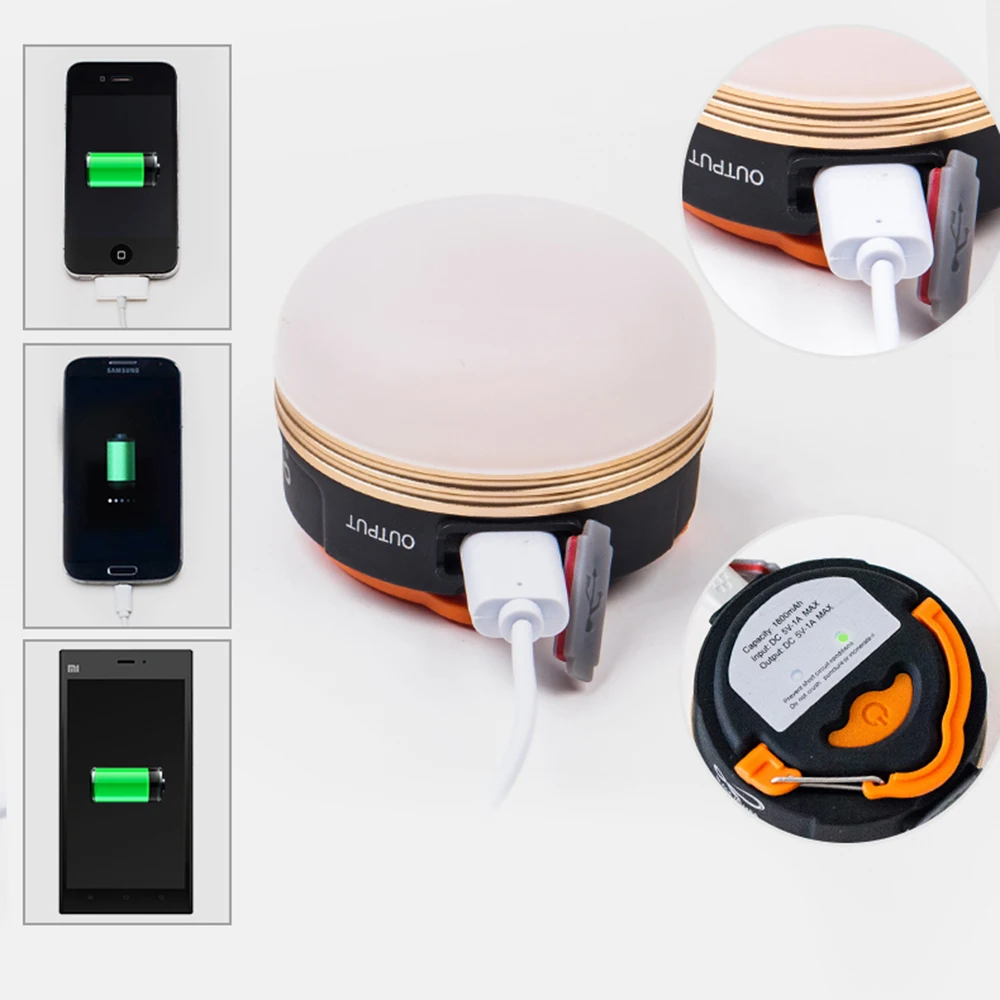 1800mAh USB Перезаряжаемый многоцелевой светодиодный светильник для похода пешего туризма ночной подвесной тент лампа с магнитным выходом питания