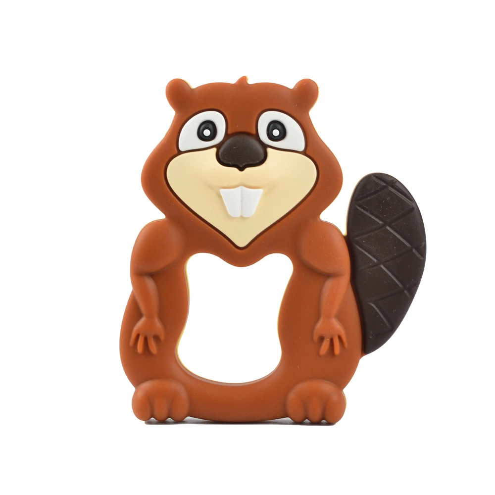 beaver Силиконовая подвеска, 1 шт., детская игрушка для прорезывания зубов, модное ювелирное изделие, енот, шарм, Gameboy, прорезыватель, пищевая игрушка, жевательные бусины, BPA бесплатно - Окраска металла: beaver