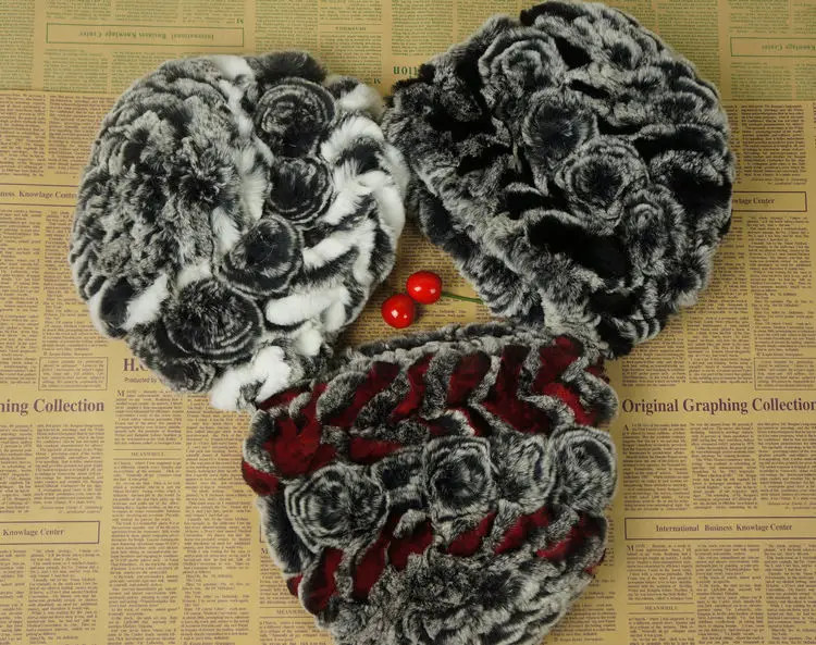

Genuine Rex Rabbit Fur Hats for Women Natural Rex Rabbit Fur Caps Lady Winter Warm Real Knitted Rabbit Fur Beanies Headwear