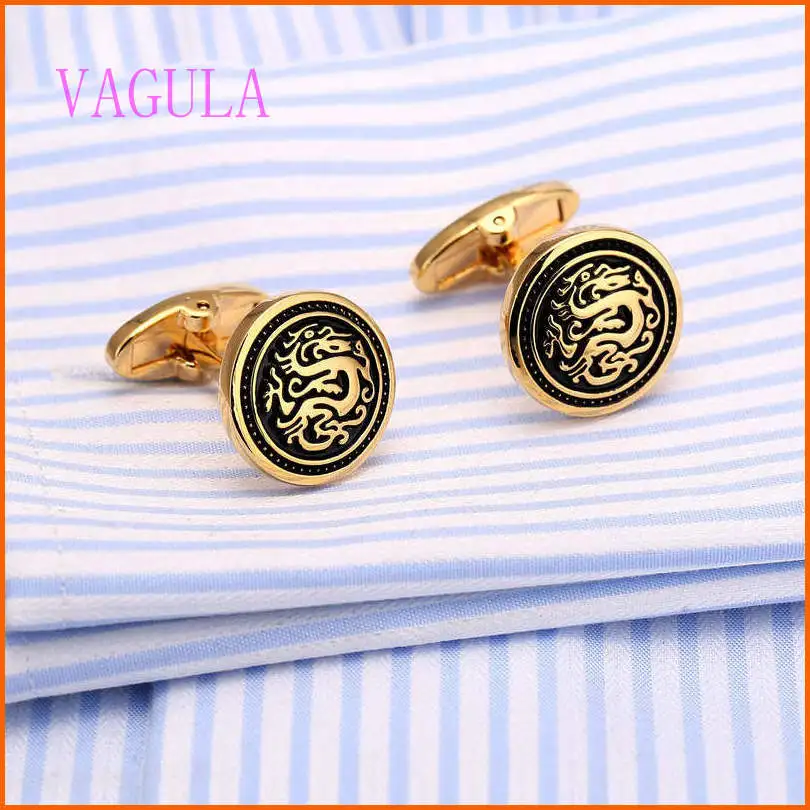 Круглые Эмалированные Запонки Золотые запонки дизайнерские мужские французские