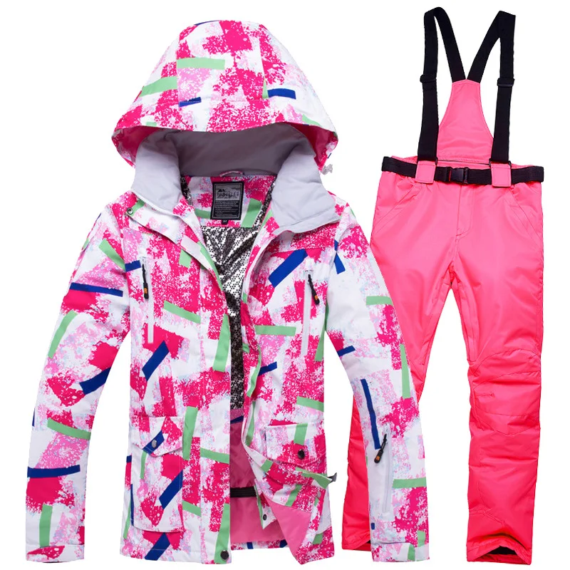 Winter Warm Ski Suit Women Skiing Jacket and Pants Girls Snowboarding Set Female Waterproof Windproof Snow Costumes