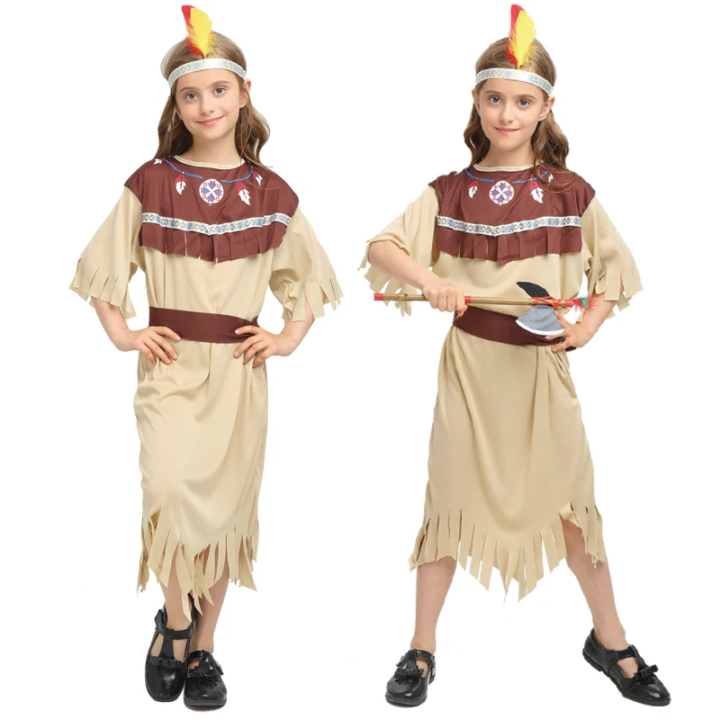 Halloween Cosplay Costumes Indian Indigenous Clothing COS Uniform Temptation Fringed Savage Forest Hunter Cos |