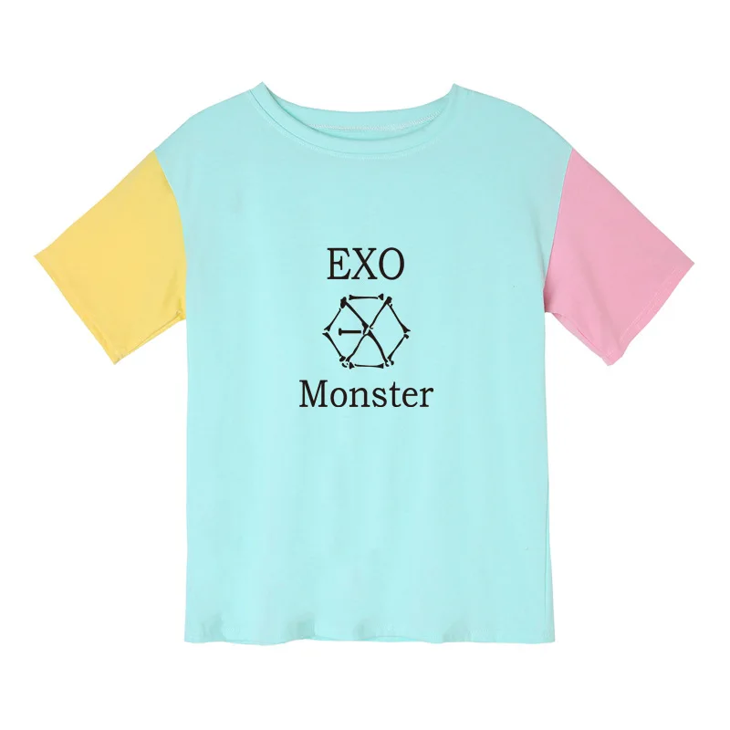 Новые модные хип хоп милые женские и мужские футболки Exo Monster разноцветные шорты с