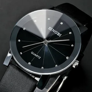 Часы наручные SINOBI женские с кожаным ремешком, брендовые Роскошные, со стразами