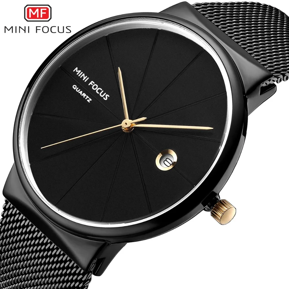 

MINI FOCUS Fashion Men's Watch Quartz Analog Wristwatch Top Luxury Waterproof Ultra Thin Mesh Strap Male Watches Casual Men