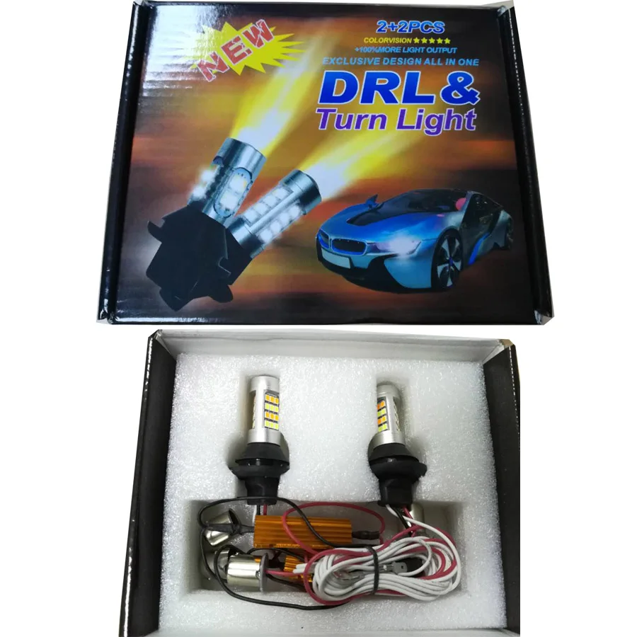 LARATH T20/7440 1156/BA15S 3156 Car LED Daytime Running Light &amp Front Turn Signals light DRL White + Yellow ALL IN ONE | Автомобили и