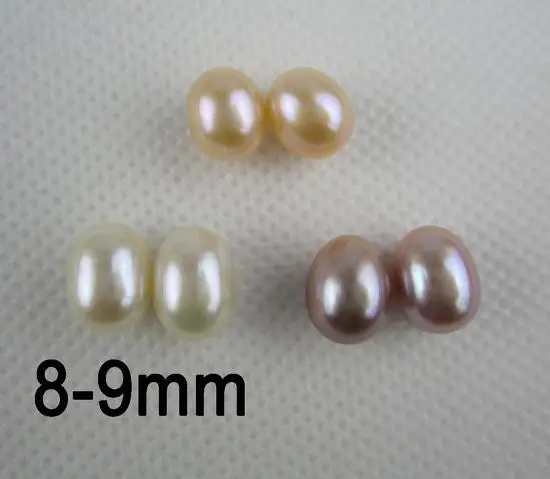 

Unique Pearls jewellery Store,AA 8-9MM White Pink Lavender Half Drilled Real Freshwater Pearl Matched Pair For Earrings,LS4-032