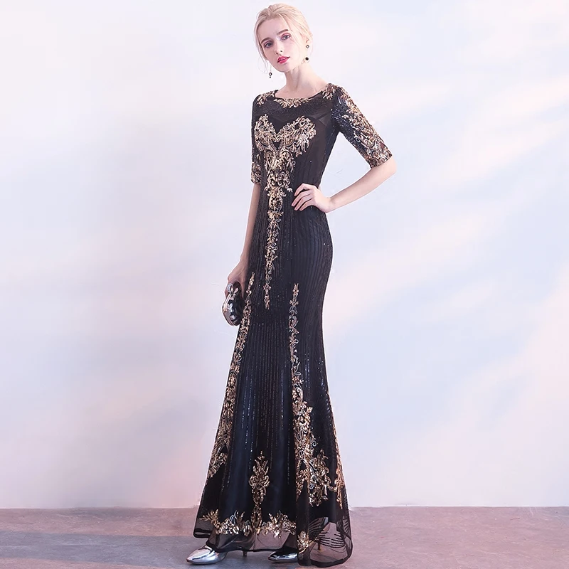 Женское длинное вечернее платье с круглым вырезом и аппликацией|dress custom made|evening